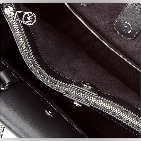 NWT Michael Kors Hamilton Legacy Small Leather Belted Satchel Black - Picture 5 of 11